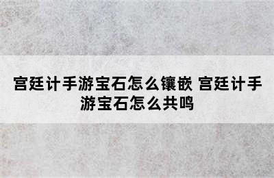 宫廷计手游宝石怎么镶嵌 宫廷计手游宝石怎么共鸣